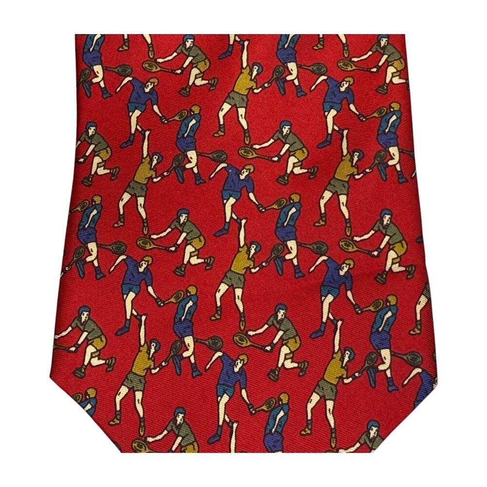 Bert Pulitzer Men’s Necktie Silk Tennis Players & Chain Link Designer Lot of 2 - Picture 5 of 11